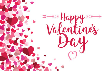 Happy Valentines Day Text Floating Hearts Side Vector Illustration 1