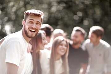 leader and group of friends of students