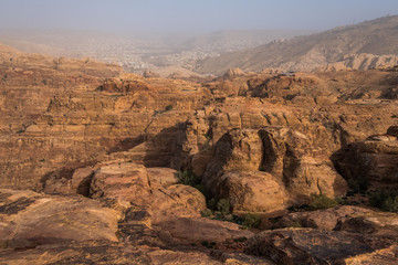 Fototapeta na wymiar View of rocks in Petra, Jordan 