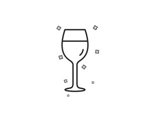 Wine glass line icon. Bordeaux glass sign. Geometric shapes. Random cross elements. Linear Wine glass icon design. Vector