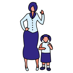 cute mother with daughter characters