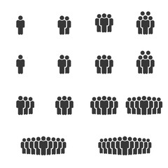 People Icons Work Group Team, Persons Crowd Symbol Perfect Design Simple Set For Using In Web site Infographics Report, Solid Vector Illustration