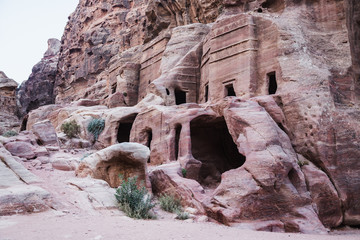 Ancient Nabataeans ruins in Petra Park, Jordan