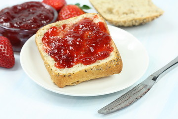 Sandwiches with strawberry jam.