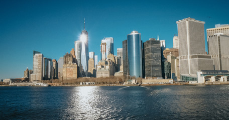 Fototapeta na wymiar Amazing Manhattan Skyline downtown view from Hudson River