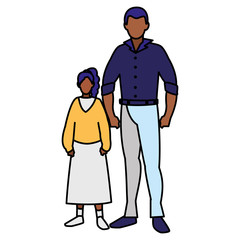 black father with daughter characters