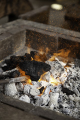 Burning carbon flames