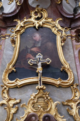 Saint John of Nepomuk altar in the monastery church of St. John in Ursberg, Germany