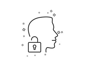 Face accepted line icon. Access granted sign. Unlock system symbol. Geometric shapes. Random cross elements. Linear Unlock system icon design. Vector