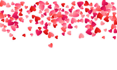 Red flying hearts bright love passion vector background.