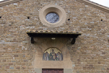 Mosaic above the entrance of Saint Leonardo in Arcetri Church. Florence, Italy.