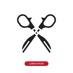 Filled Scissors icon vector isolated on white background. Modern symbol in trendy flat style for mobile app and web design.