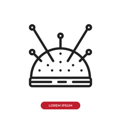 Outline Pincushion icon vector isolated on white background. Linear symbol for mobile app and web design.