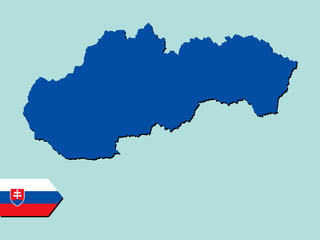 Slovakia map with national flag 