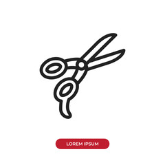 Outline Scissors icon vector isolated on white background. Modern, linear vector sign for mobile app and web design.