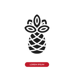 Filled Pineapple icon vector isolated on white background. Modern symbol in trendy flat style for mobile app and web design.