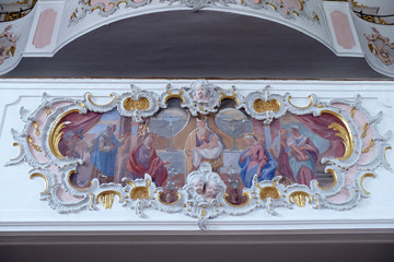 Presenation of Jesus in the temple, fresco in the Maria Vesperbild Church in Ziemetshausen, Germany 
