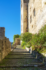 Fototapeta na wymiar Dolceacqua Castle walls. Color image