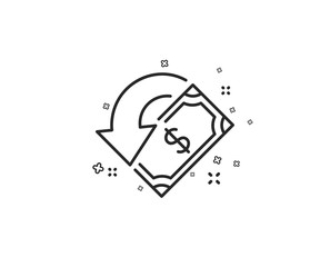 Cashback line icon. Send or receive money sign. Geometric shapes. Random cross elements. Linear Cashback icon design. Vector