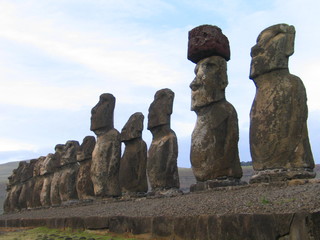 Moais of Eastern Island. RApa Nui. Isla de Pascua. Chile