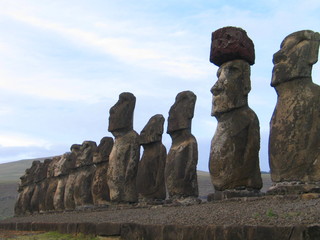 Moais of Eastern Island. RApa Nui. Isla de Pascua. Chile