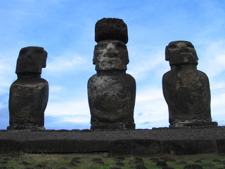 Moais of Eastern Island. RApa Nui. Isla de Pascua. Chile