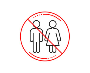 No or stop sign. Restroom line icon. WC toilet sign. Public lavatory symbol. Caution prohibited ban stop symbol. No  icon design.  Vector