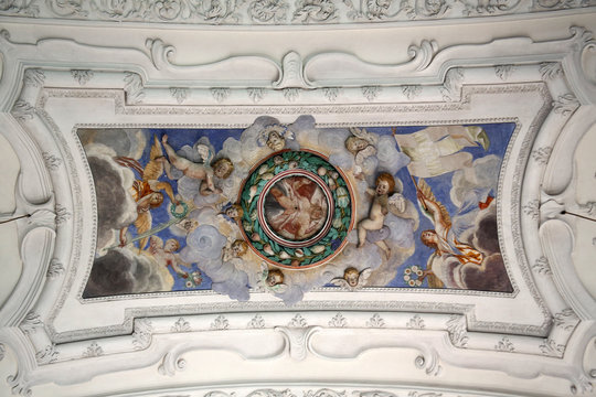 Beautiful religious fresco in Benediktbeuern, Germany 