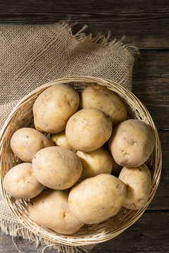 Raw potato. Rustic style