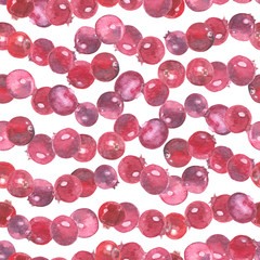 Seamless watercolor pattern with cranberry on a white background.