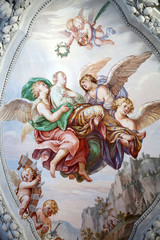 Beautiful religious fresco in Benediktbeuern, Germany 