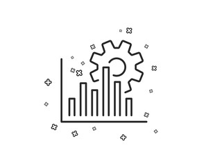 Seo graph line icon. Search engine optimization sign. Analytics symbol. Geometric shapes. Random cross elements. Linear Seo graph icon design. Vector