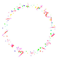Colorful confetti on white background.