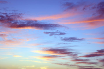 Naklejka na ściany i meble Sunny bright sky clouds sunrise background
