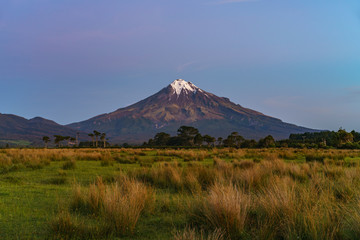 Fototapeta na wymiar blue hour at cone volcano mount taranaki, new zealand 2