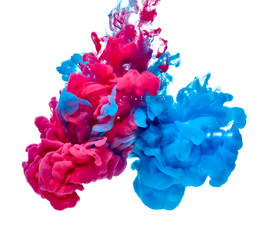 malen in Wasserfarbe Flüssigkeit blau rot © Lumos sp