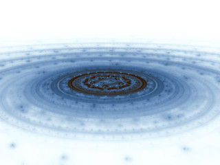 circles and waves on the water, abstract 3d illustration in perspective