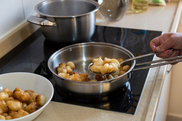making step by step traditional Lokma dessert from Turkey. 