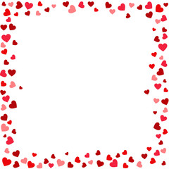 Heart frame for Valentines day with red glitter. February 14th day. confetti for heart frame template.