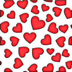 seamless pattern from red hearts on a white background. Valentine's day
