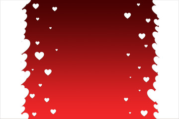 White hearts on a bright red background. Valentines day template.