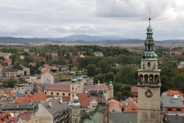 Fototapeta na wymiar View of Klodzko. Lower Silesia, Poland, Polen. Widok na Kłodzko z Twierdzy. Dolny Śląsk.