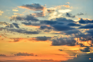The picturesque sky in sun ray