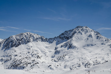 Fototapeta na wymiar Pas de la Casa ski resort in Andorra at Grandvalira sector Pyrenees