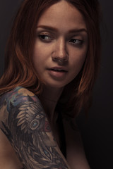 Fototapeta premium young pretty red head woman closeup