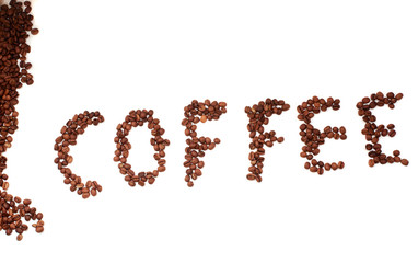 coffee bean lettering close-up top view on