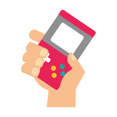 hand holding portable console video game