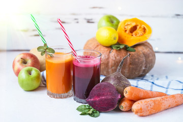 fresh juice from homemade vegetables. Carrots, beets. pumpkin.