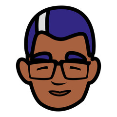 young man black head avatar character