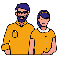 young couple avatars characters